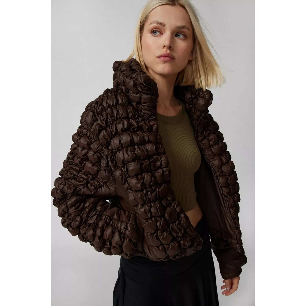 Urban‎ Outfitters Patrice Bubble Puffer Jacket Cropped Zip Up Small